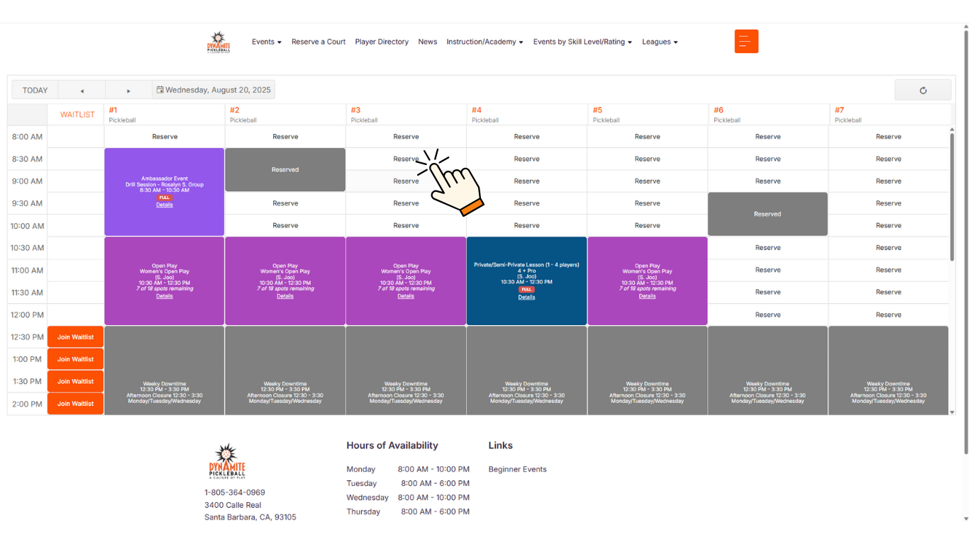 Choose an available time slot that suits your schedule.
