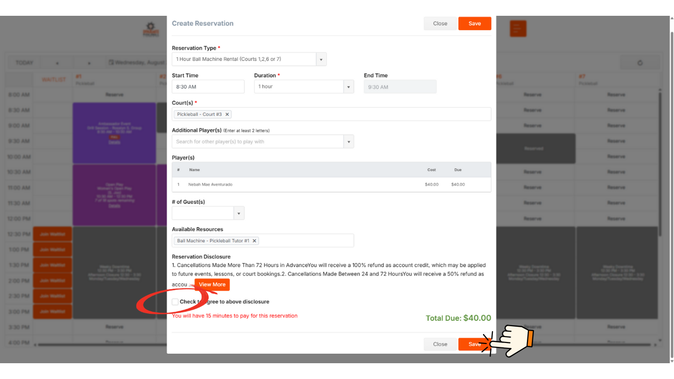 Check the required disclosure box, then click “Save.”